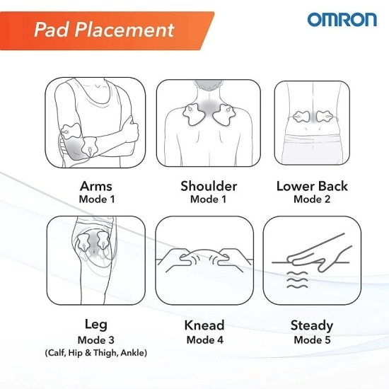 Omron HV F013 Corded Electric TENS Electronic Machine for Nerve Stimulator and Body Massage (White)