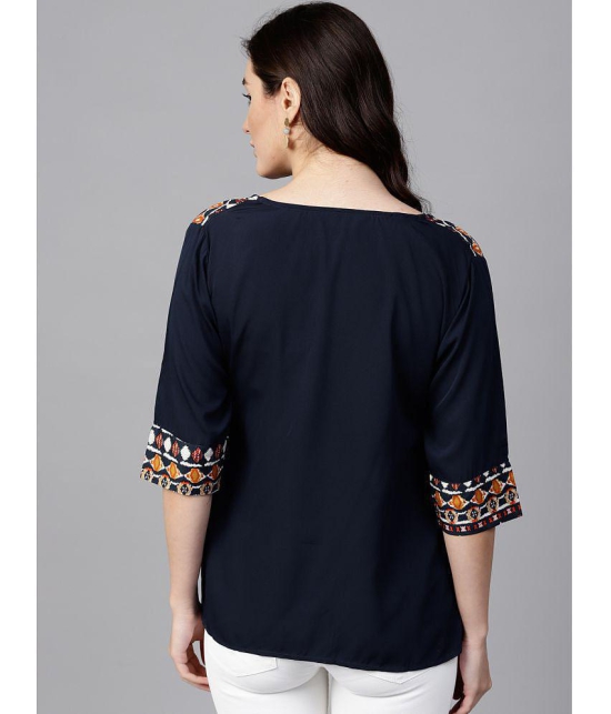 Pannkh Crepe Regular Tops - Navy Single - L