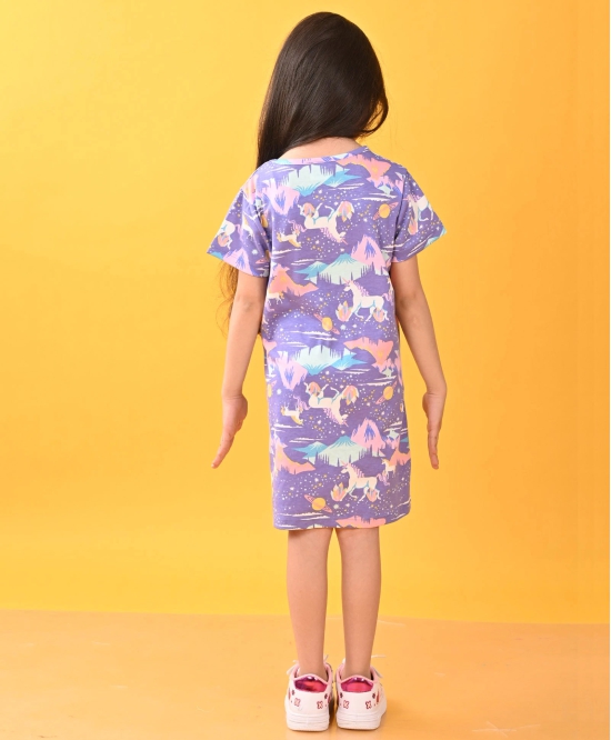 SUMMER UNICORN PLANET CASUAL DRESS - PURPLE-9-10 YEARS / 1N / Purple