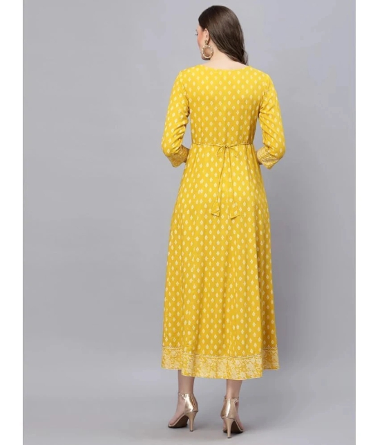 Stylum - Mustard Rayon Womens Flared Kurti ( Pack of 1 ) - None