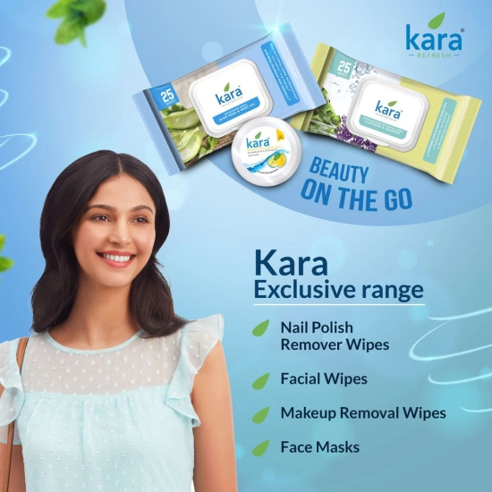 Kara Aloevera & Mint Oil Refreshing Facial Wipes Pack of 6  (25 Pulls)