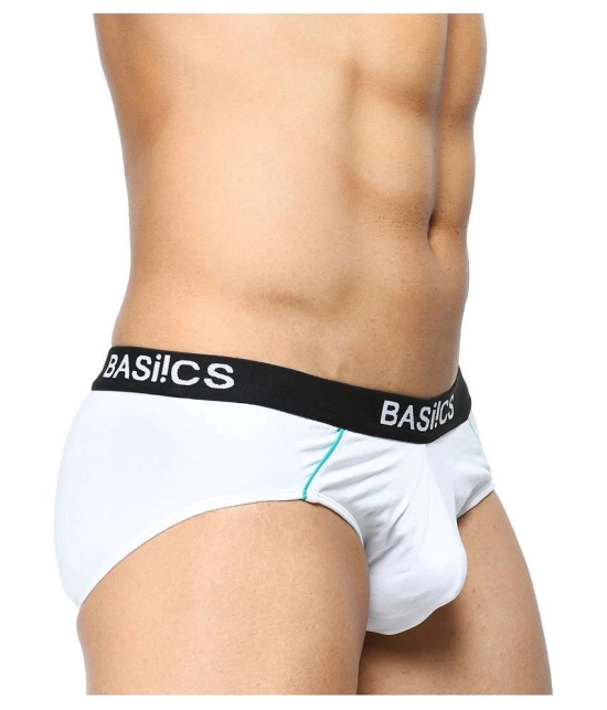 BASIICS By La Intimo - White Cotton Mens Briefs ( Pack of 1 ) - M