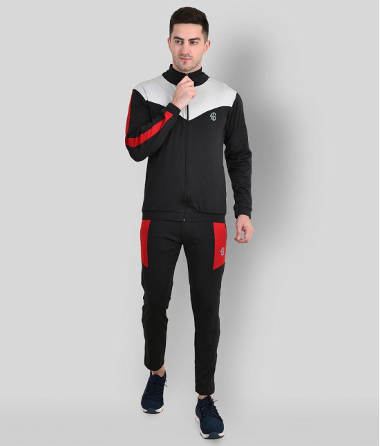 Forbro - Black Polyester Slim Fit Colorblock Mens Sports Tracksuit ( Pack of 1 ) - 2XL