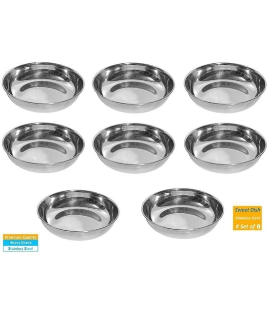 A & H ENTERPRISES - Sweet Dish Bowl / Halwa Plate Stainless Steel Dessert Bowl 100 mL ( Set of 8 ) - Steel