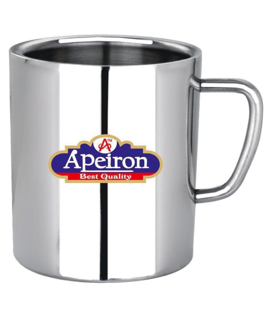 APEIRON Steel Sobar Mug set Tea Cup 2 Pcs 300 ml - Silver