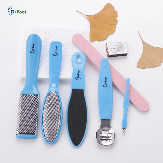 Dr Foot Pedicure Tools - 8 in 1 Kit: Foot Scrubber, Callus Remover, Foot File, Nail Repair - Pack of 10-Dr Foot Pedicure Tools - 8 in 1 Kit | Foot Scrubber, Callus Remover, Foot File, Nail Repair