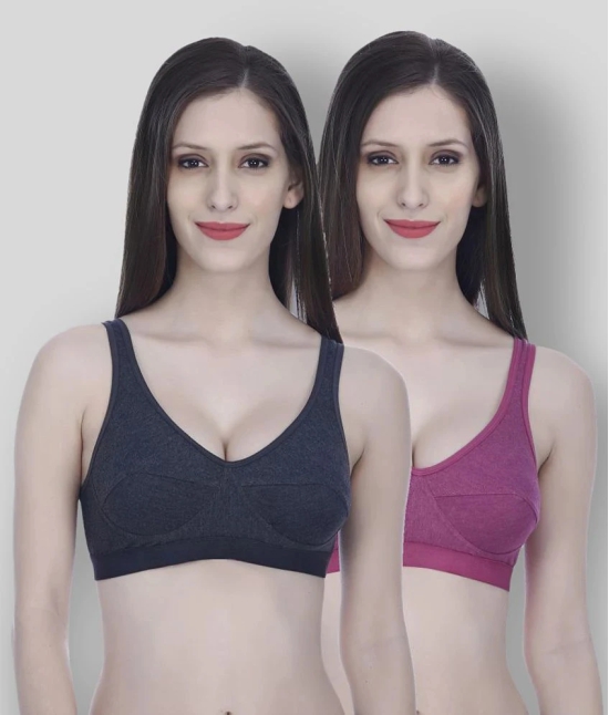 Elina - Multicolor Cotton Non - Padded Womens T-Shirt Bra ( Pack of 2 ) - None