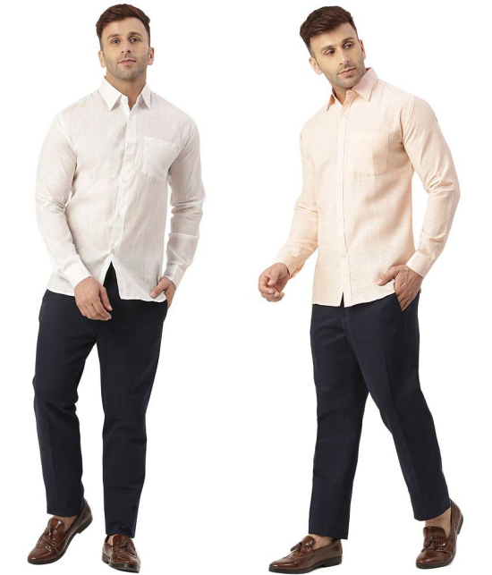 KLOSET By RIAG 100% Cotton Regular Fit Solids Full Sleeves Men's Casual Shirt - Peach ( Pack of 2 ) - None