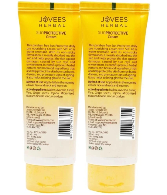 Jovees Herbal Sun Protective SPF 40 Sunscreen Cream |For Normal to Dry Skin 50g (Pack of 2)