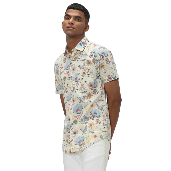 Tropical Print Slub Shirt