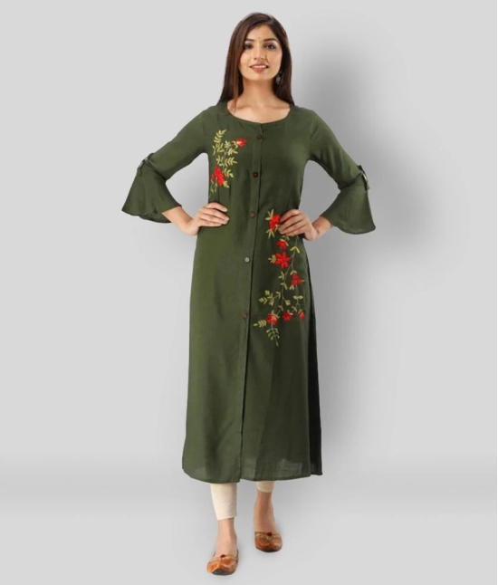 MAUKA - Green Rayon Womens Flared Kurti ( Pack of 1 ) - 5XL