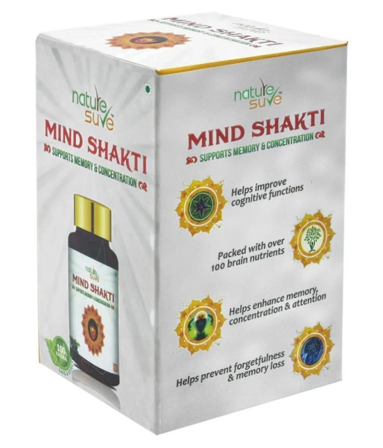 Nature Sure Mind Shakti Tablets for Memory & Concentration Pack of 3 - 60 Tablets Each