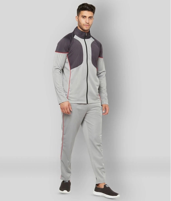 Glito - Light Grey Polyester Regular Fit Colorblock Mens Sports Tracksuit ( Pack of 1 ) - L