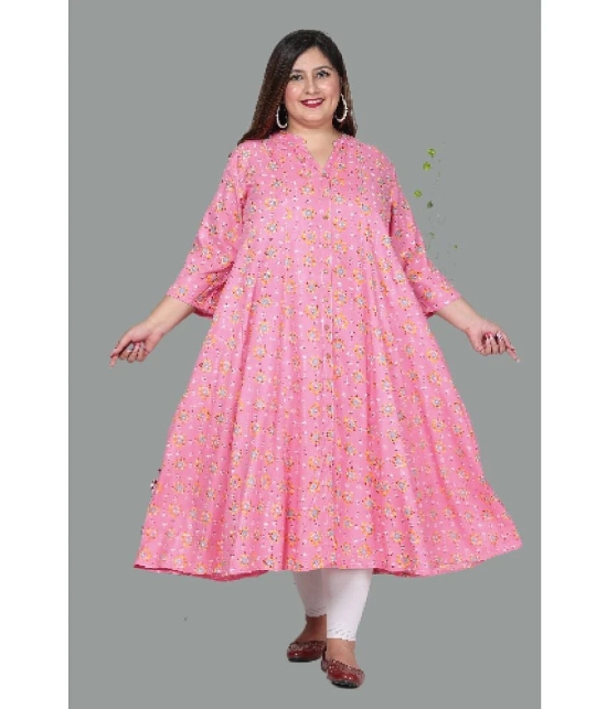 Swasti Cotton Blend Printed Shirt Style Womens Kurti - Pink ( Pack of 1 ) - None