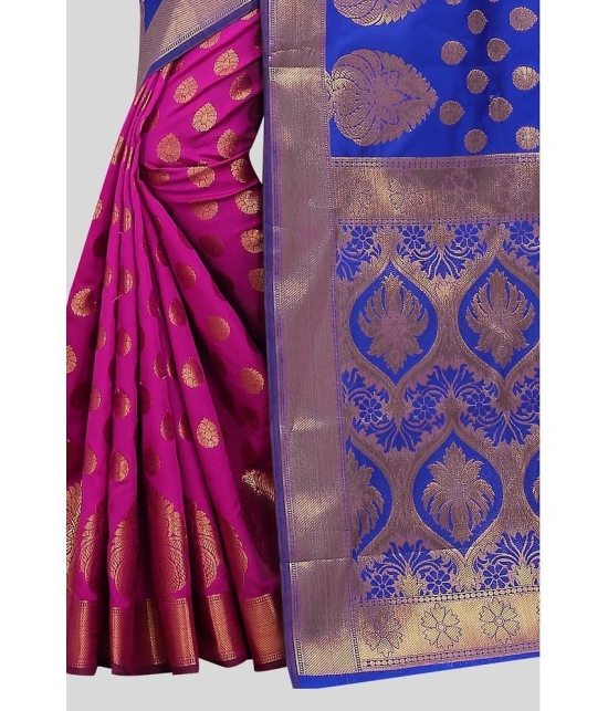 Gazal Fashions - Blue Banarasi Silk Saree With Blouse Piece ( Pack of 1 ) - Blue