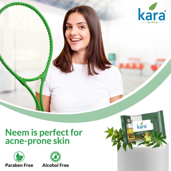 Kara Neem & Tea Tree Oil Refreshing Facial Wipes Pack of 12  (10 Pulls)