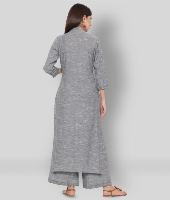 KIPEK - Light Grey Straight Cotton Women's Stitched Salwar Suit ( Pack of 1 ) - S