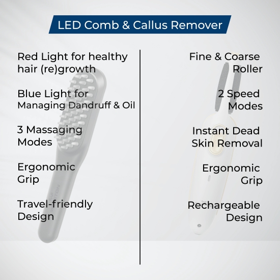 LED Comb  Callus Remover Combo-Grey