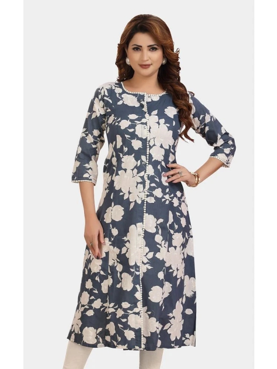 Meher Impex Cotton Printed Front Slit Womens Kurti - Grey ( Pack of 1 ) - None