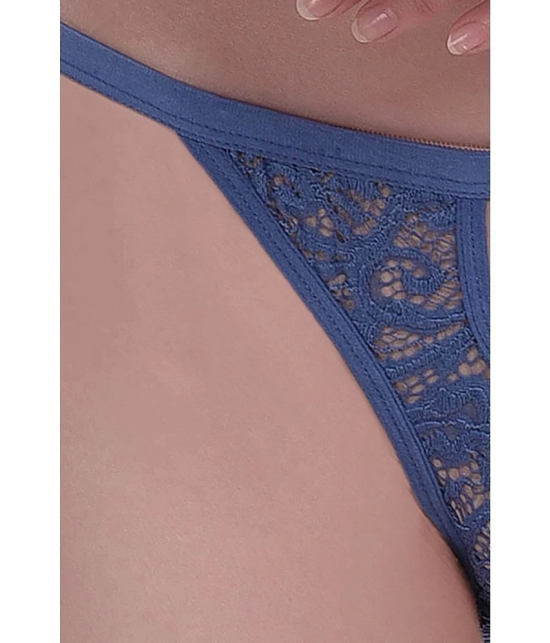 Madam - Blue Lace Self Design Womens Crotchless ( Pack of 1 ) - None