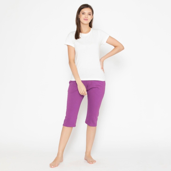 Women's Plain Knitted Capri - Purple Dahila XL