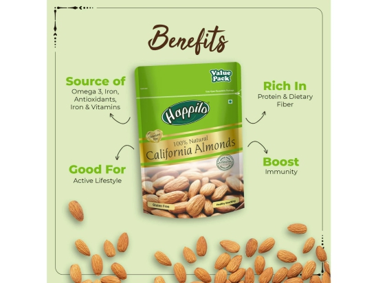 Happilo 100% Natural Popular Californian Almonds 200g