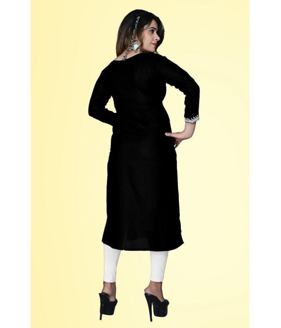 haya fashion - Black Rayon Women's Straight Kurti ( Pack of 1 ) - None