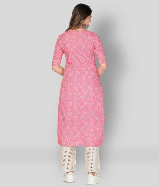 Vbuyz - Pink Cotton Womens Straight Kurti ( Pack of 1 ) - L