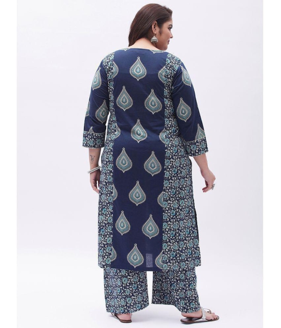 Tissu - Blue Straight Cotton Womens Stitched Salwar Suit ( Pack of 1 ) - None