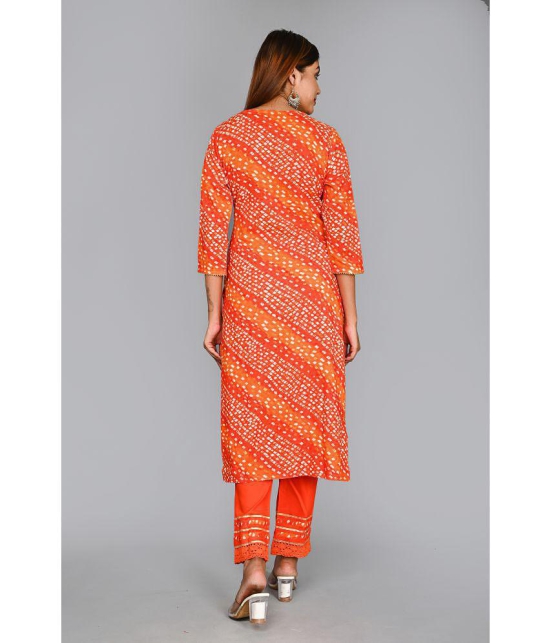 AMIRAS INDIAN ETHNICWEAR - Orange Rayon Womens Stitched Salwar Suit ( Pack of 1 ) - XXL