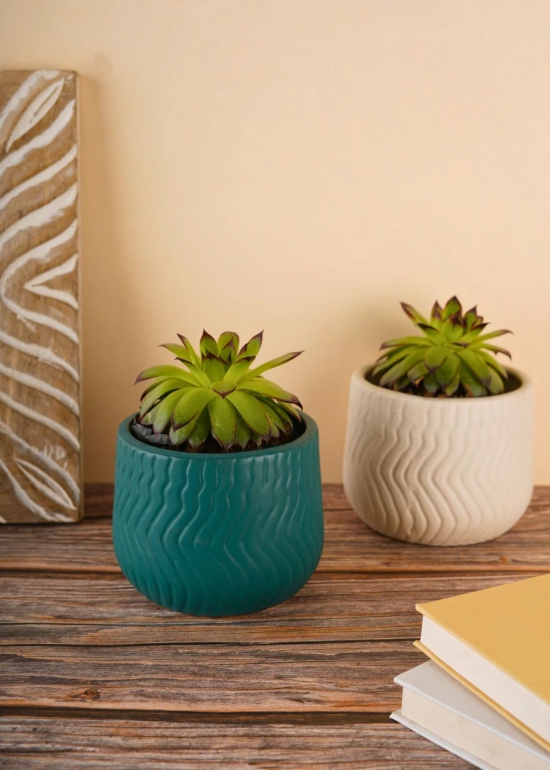 Essential Planter - White & teal