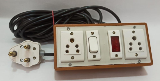 6A 2 Sockets (5 Pin Socket) & 1 Switch Extension Box with Indicator, 16A Plug & 50m Wire