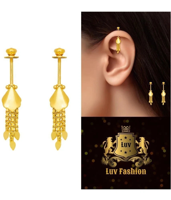 LUV FASHION Golden Stud Earrings ( Pack of 1 ) - Golden