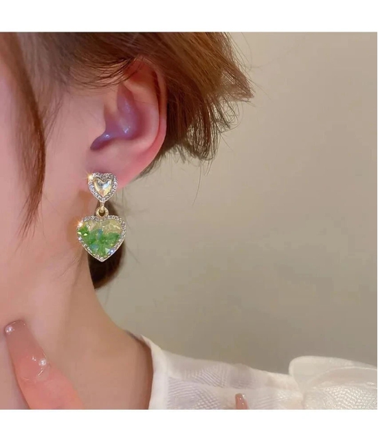 FASHION FRILL Green Drop Earrings ( Pack of 2 ) - Green