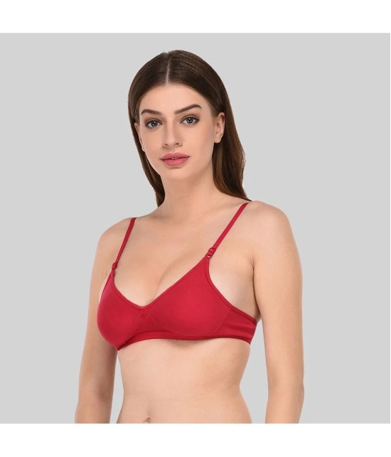 Elina Cotton Non Padded Womens Everyday Bra ( Red ) - 36B