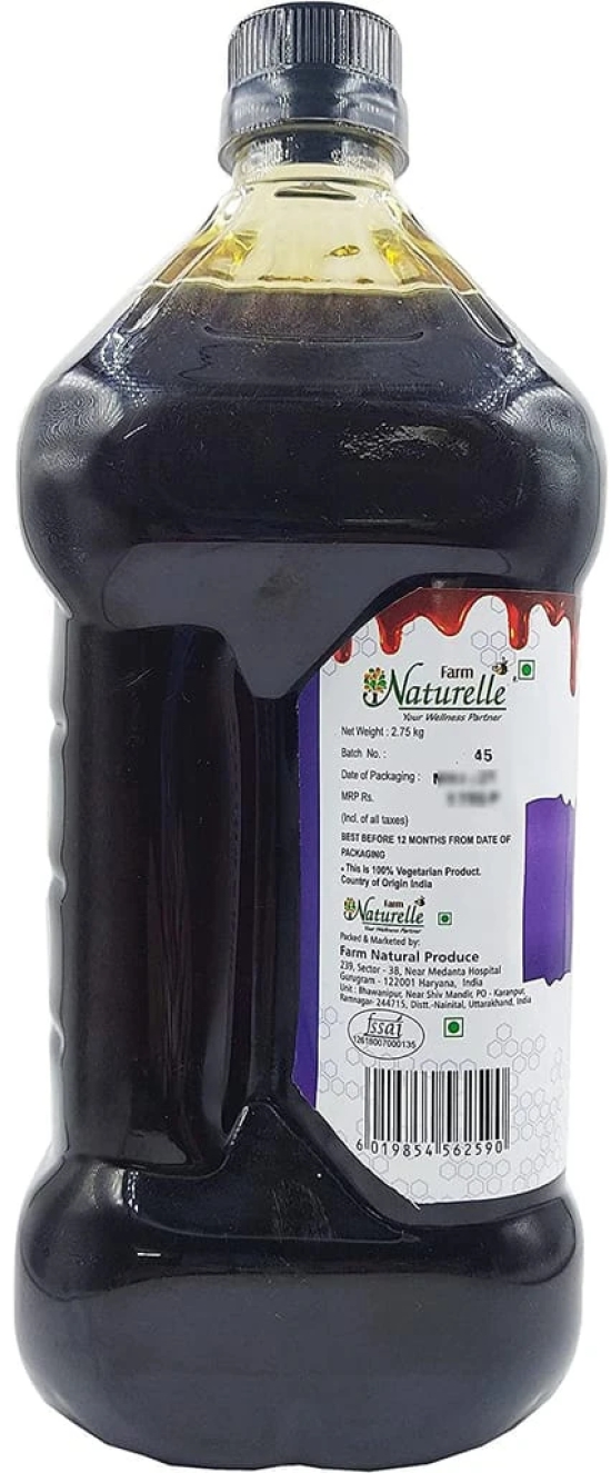 Farm Naturelle Jamun Flower Wild Forest Honey 2.75kg |100% Pure Honey| Raw & Unfiltered|Unprocessed|Lab Tested Honey In Glass Jar with Extra Spoon