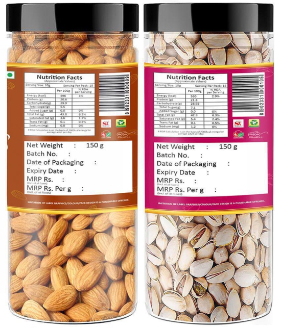 YUM YUM Premium California Almond (150g) and Pista (150g) 300g Dry Fruits Combo Pack