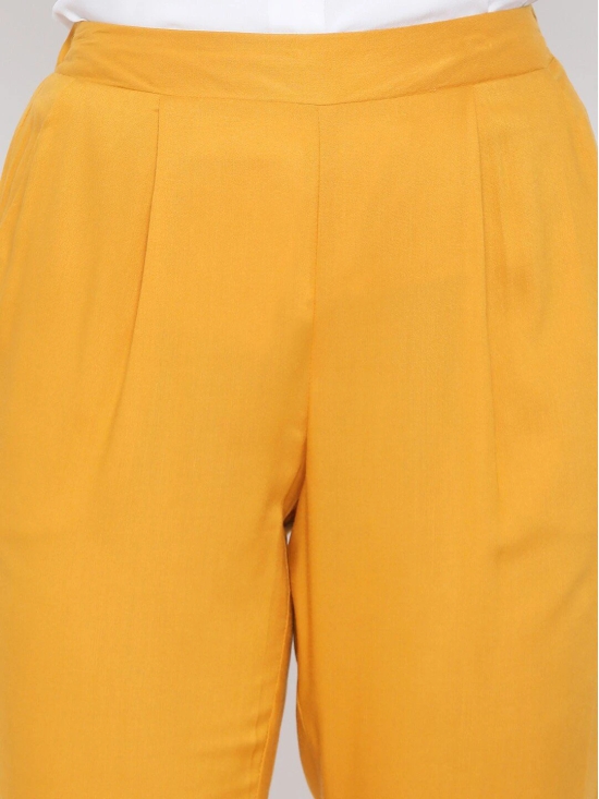 Oxolloxo Women Yellow Regular Fit Solid Trousers