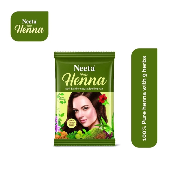 Neeta Pure Henna Powder for Hair with 9 Natural Herbs 15g Pack of 10, 100% Natural Henna Mehndi for Natural Looking Hair