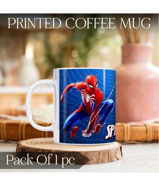 ZYOZI® Superhero Theme Printed Coffee Mug | Ceramic Coffee Mug for Gifts - 325 ml, Printed Coffee Cup |Ceramic Superhero Printed Coffee Mug | Superhero Coffee Mug for Kids (Pack of 1) - Blue