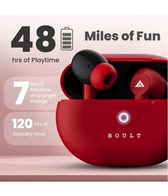 Boult Audio AirBass W40 Bluetooth True Wireless (TWS) In Ear 45 Hours Playback Powerfull bass IPX5(Splash & Sweat Proof) Red