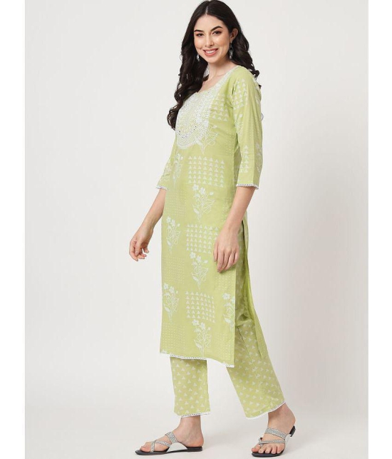 AMIRA'S INDIAN ETHNICWEAR - Green Straight Cotton Women's Stitched Salwar Suit ( Pack of 1 ) - None