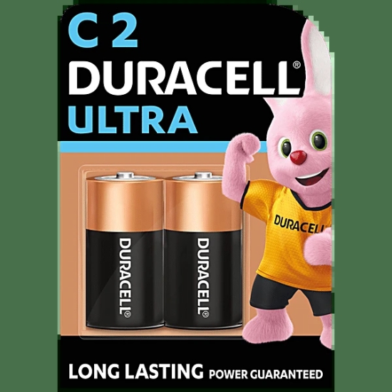 Duracell Ultra Alkaline C Batteries, 2 Pcs