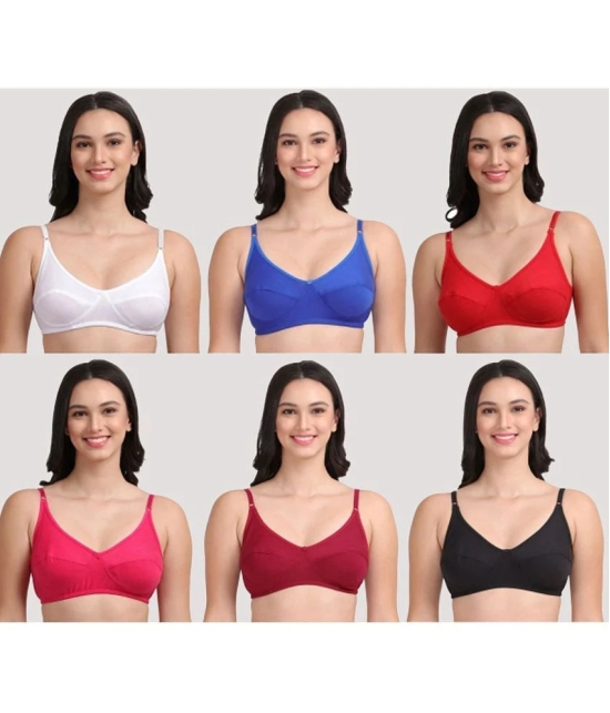 Kiran Enterprises Pack of 6 Cotton Blend Non Padded Womens Everyday Bra ( Multicolor ) - None