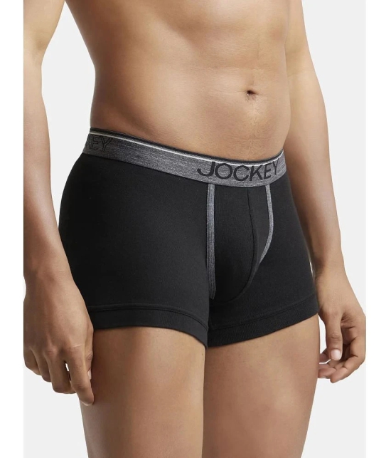 Jockey 8009 Men Super Combed Cotton Rib Solid Boxer Brief - Black - None