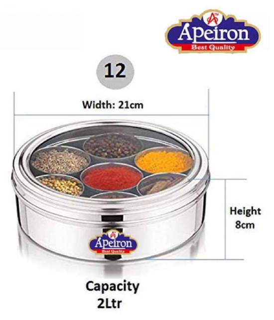 APEIRON Masala dabba belly Steel Spice Container Set of 1 1500 mL - Silver