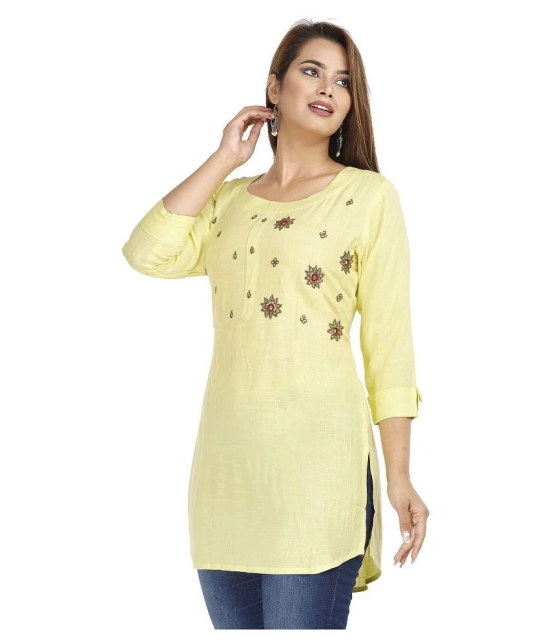 HIGHLIGHT FASHION EXPORT - Yellow Rayon Womens Straight Kurti ( Pack of 1 ) - L