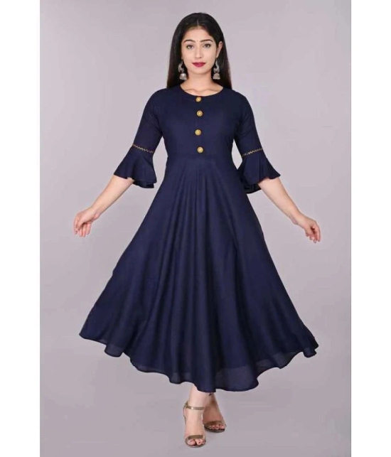 Smien - Navy Rayon Womens Anarkali Kurti ( Pack of 1 ) - None