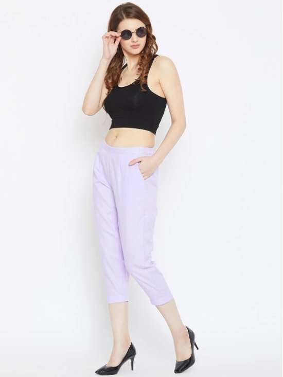 Women Lavender Relaxed Pleated Cigerette Trousers