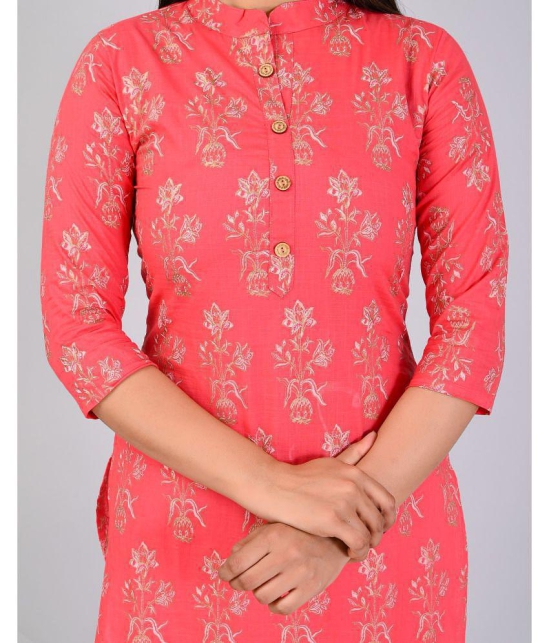 MAUKA Rayon Printed Straight Womens Kurti - Pink ( Pack of 1 ) - None